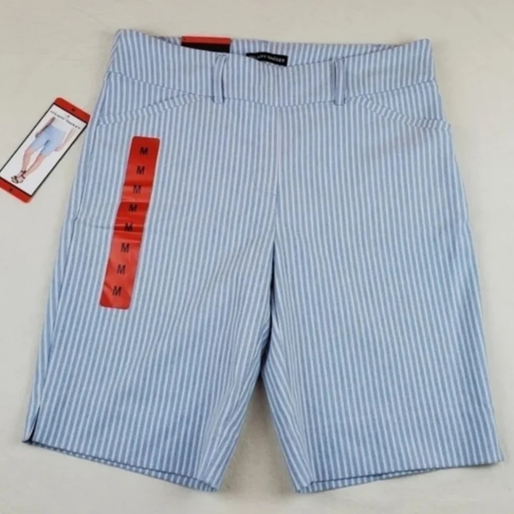Hilary Radley Light Blue Striped Bermudas Shorts